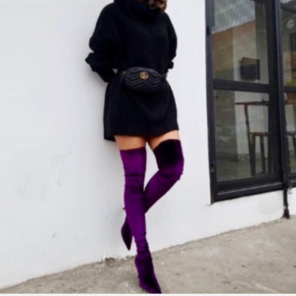 🚫SOLD 🚫 [ZARA] AUBERGINE OVER THE KNEE BOOTS - Picture 2 of 7